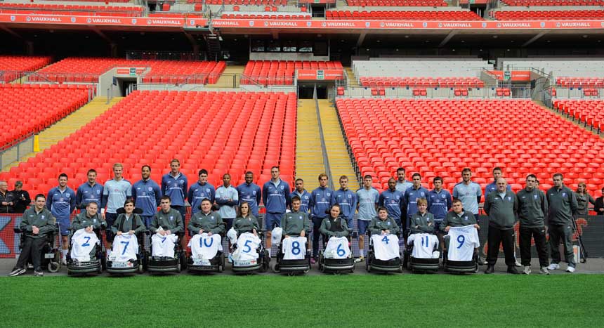 England's Powerchair squad meet the Senior team at Wembley.